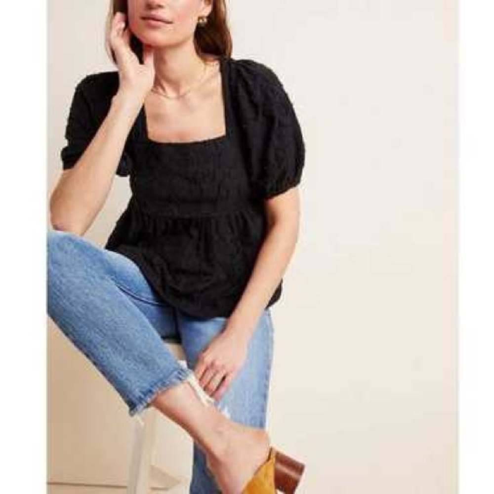 Anthropologie Maeve Batia Textured Babydoll Blouse
